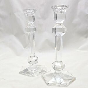 Val St. Lambert Crystal Candlesticks